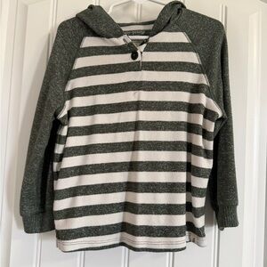 Striped Hooded Long-Sleeve Top for Kids - Green & White